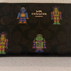 Coach CW484 Cosmic Long Wallet Long Zip Robot Signature Print NWOT